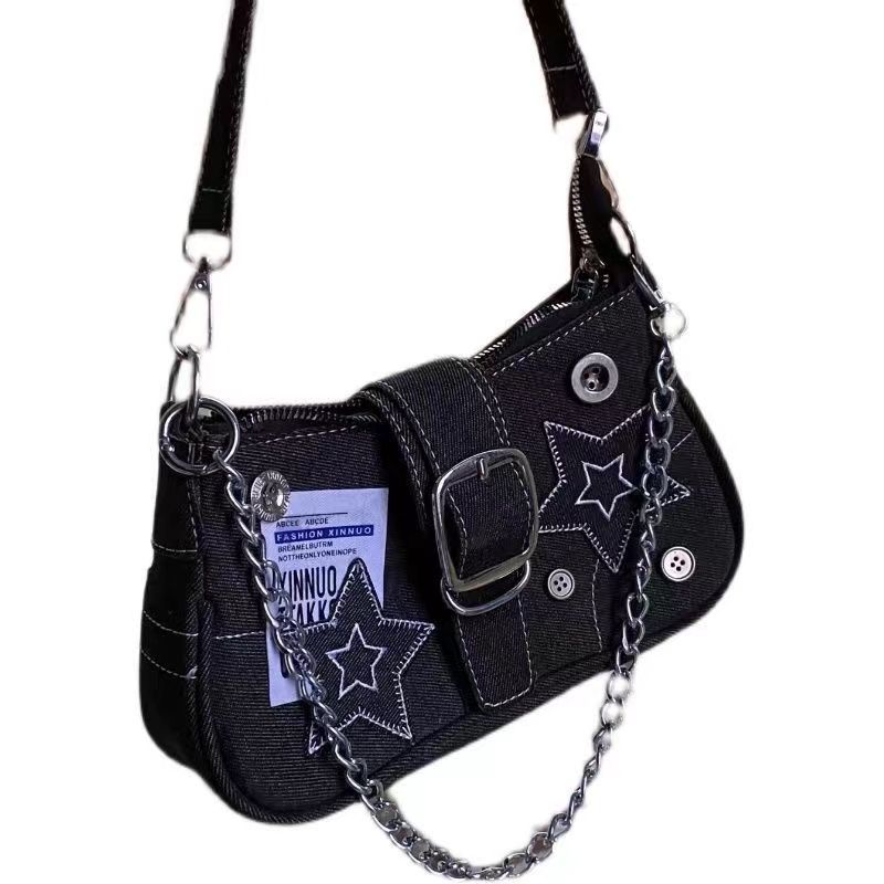 Starry Denim Shoulder Bag