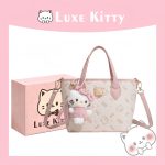 Cute kitty Print Mini Handbag with Plush Charm