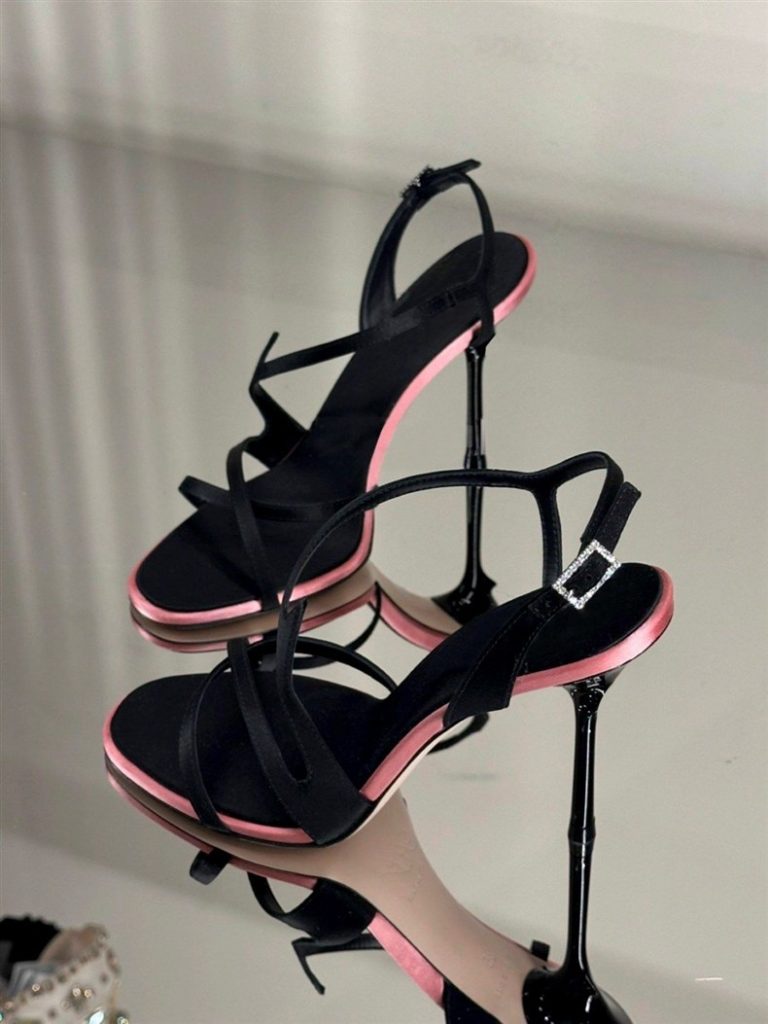 Elegant Strappy Stiletto Sandals with Contrast Piping